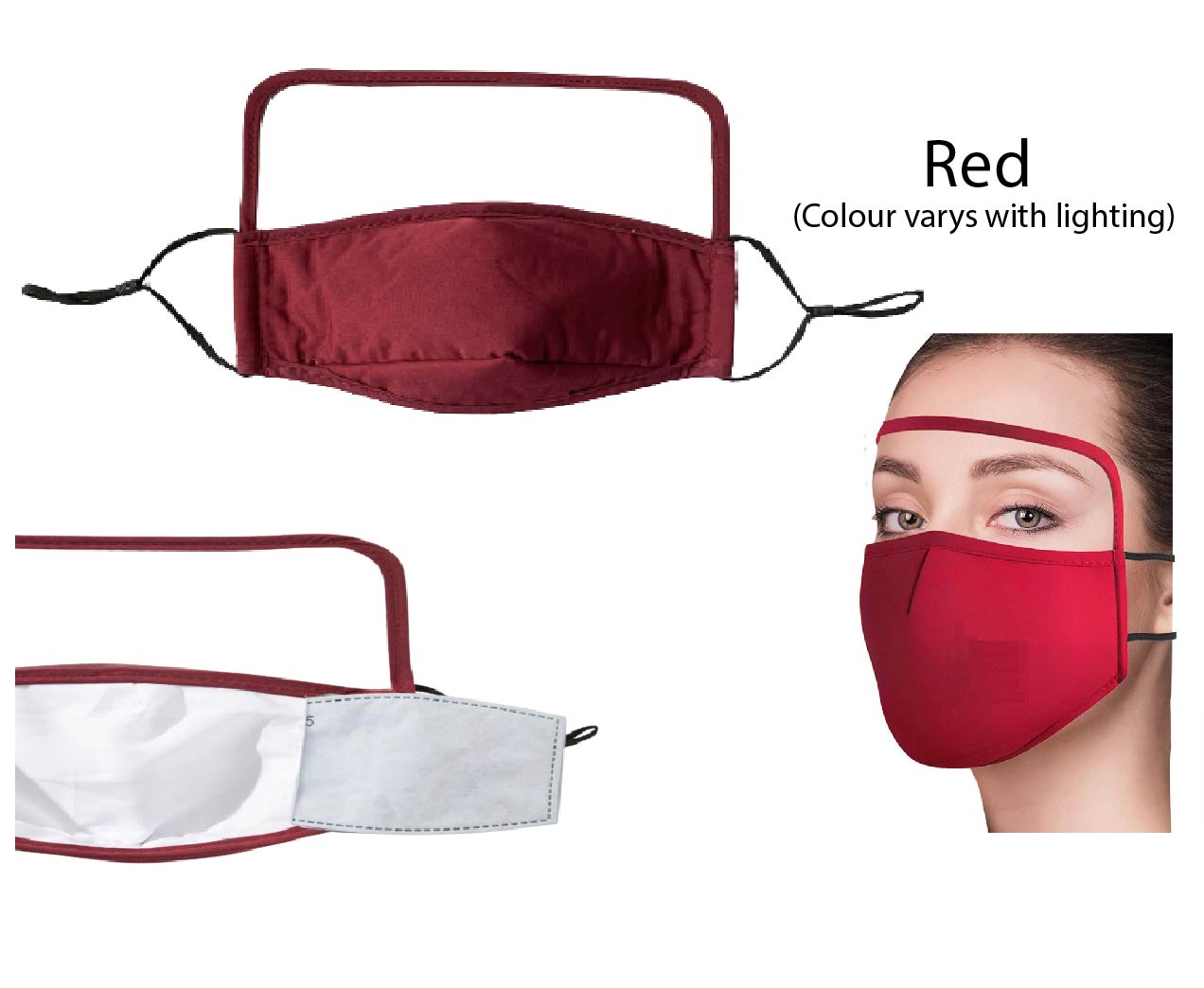 Cotton Face Shield Facemask Cloth face covering Black face mask w/ filter