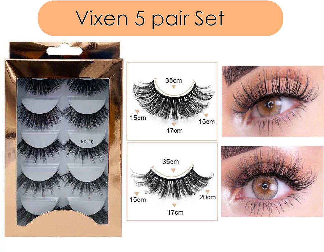 A - 5 Pairs 3D Mink Natural Look Eyelashes 25mm Faux Eyelashes high quality