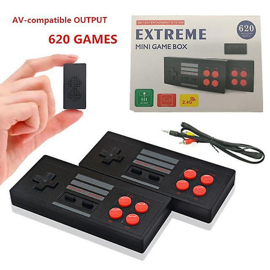G - Wireless 620 Retro Classic Video Game Mini Console With Two Game Controllers For TV Remote Control AV Output Dual Players Plug and Play Game Console