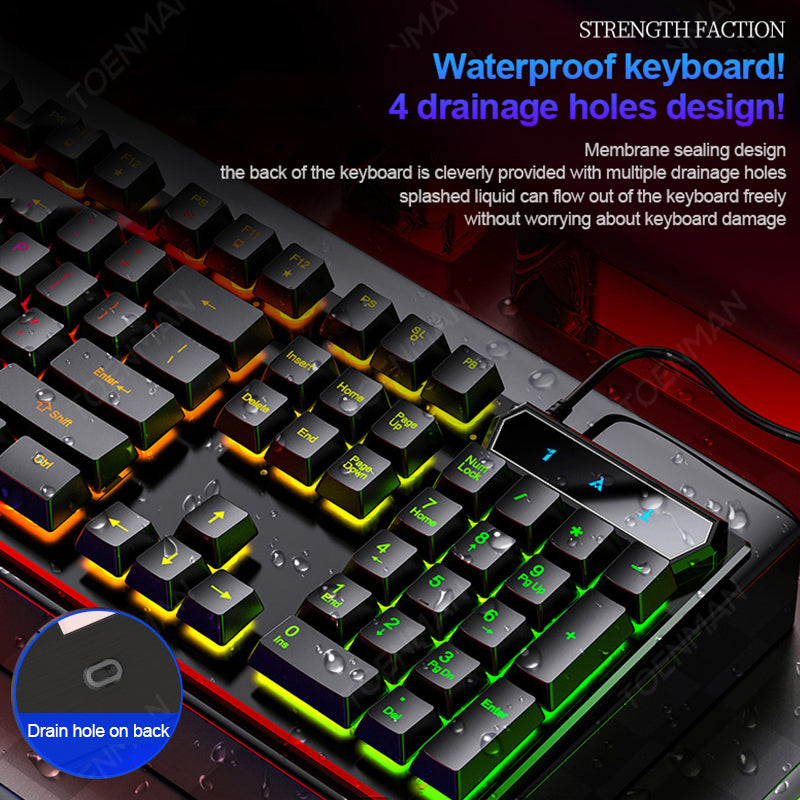 N - V4 104 Keys Wired Gaming Keyboard Mechanical Feeling LED Backlit Dust Proof USB Connect ABS Material For Windows PC