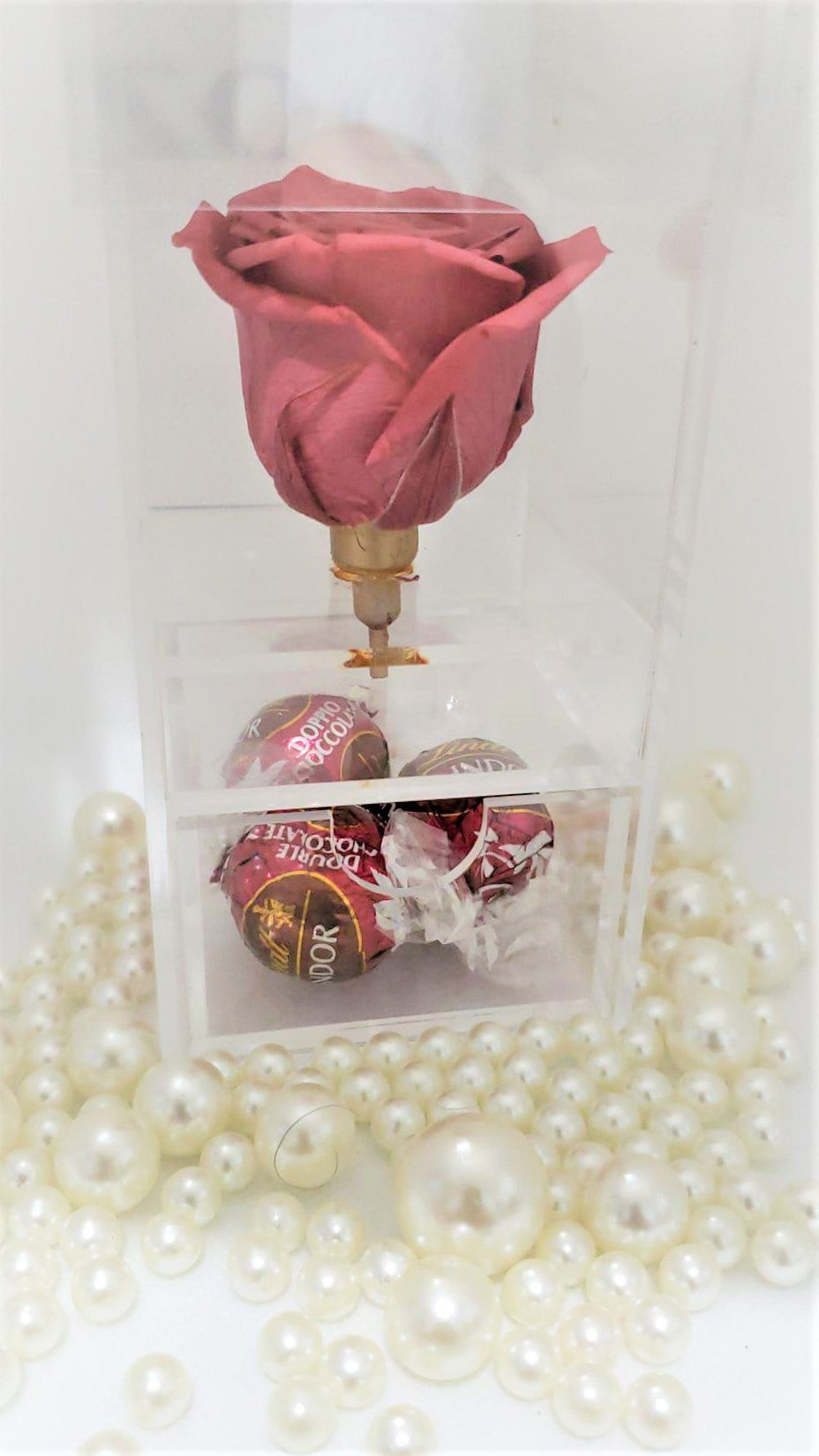 Crystal Real Rose Handmade Preserved Flower Acrylic Jewellery Chocolate Box Gift