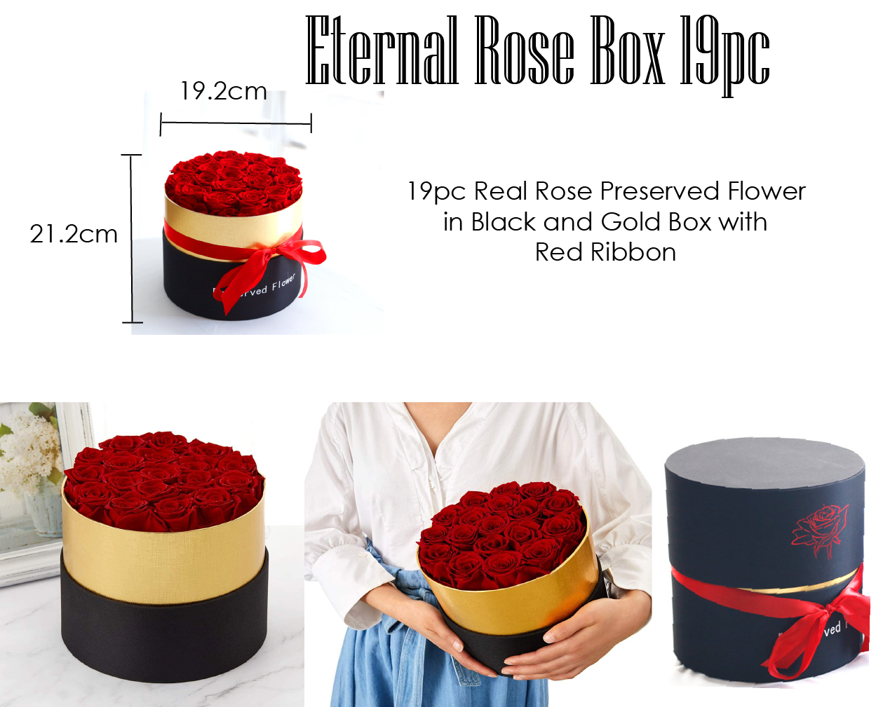 I - Eternal Natural Rose Bouquet Handmade Preserved Real Roses Box Valentines Gift