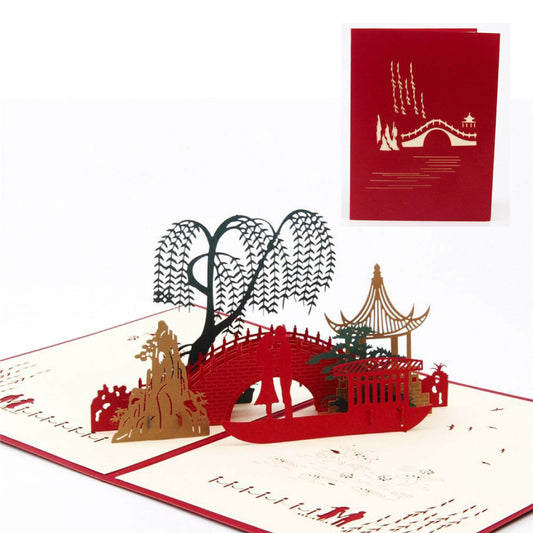 A1 - Lover under the bridge Laser cut eco-friendly paper 3D pop up greeting cards for women