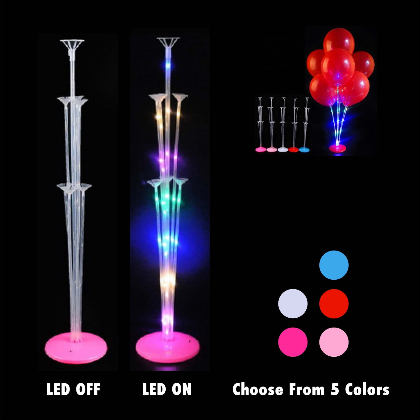 G - LED Balloon Stand Kit For 7 Balloons For Birthday Wedding Party Decorations