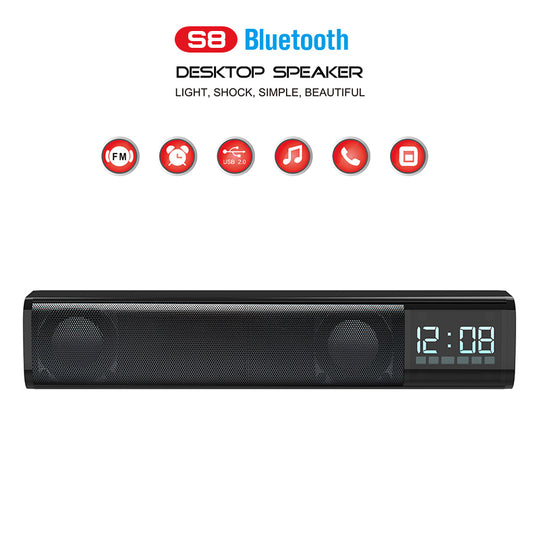 H - T-WOLF S8 Smart Bluetooth5.0 4D Stereo Surround Sound Bar For Gaming Computers Phone TV Desktop Home Theatre Echos Wall With AUX U Disk TF Card Connection