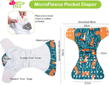 14pc Full Set Pocket Includes: 4pc Cloth Diaper, 8pc Microfleece Liners, 1pc Disposable Diaper liner, and 1pc Wet Bag