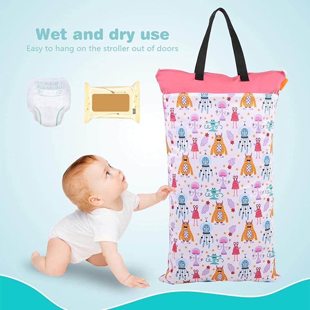 Feathers 1pc Hanging Large Wet Laundry Bag Double Zipper Waterproof 40x70cm Cloth diaper