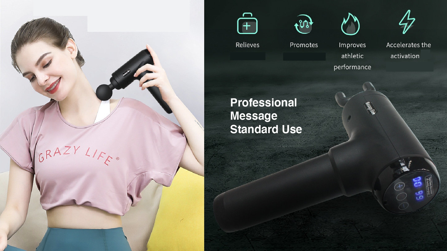 High power muscle massage gun vibration massager 6 heads 20 - 30 speeds with Skin friendly ABS material