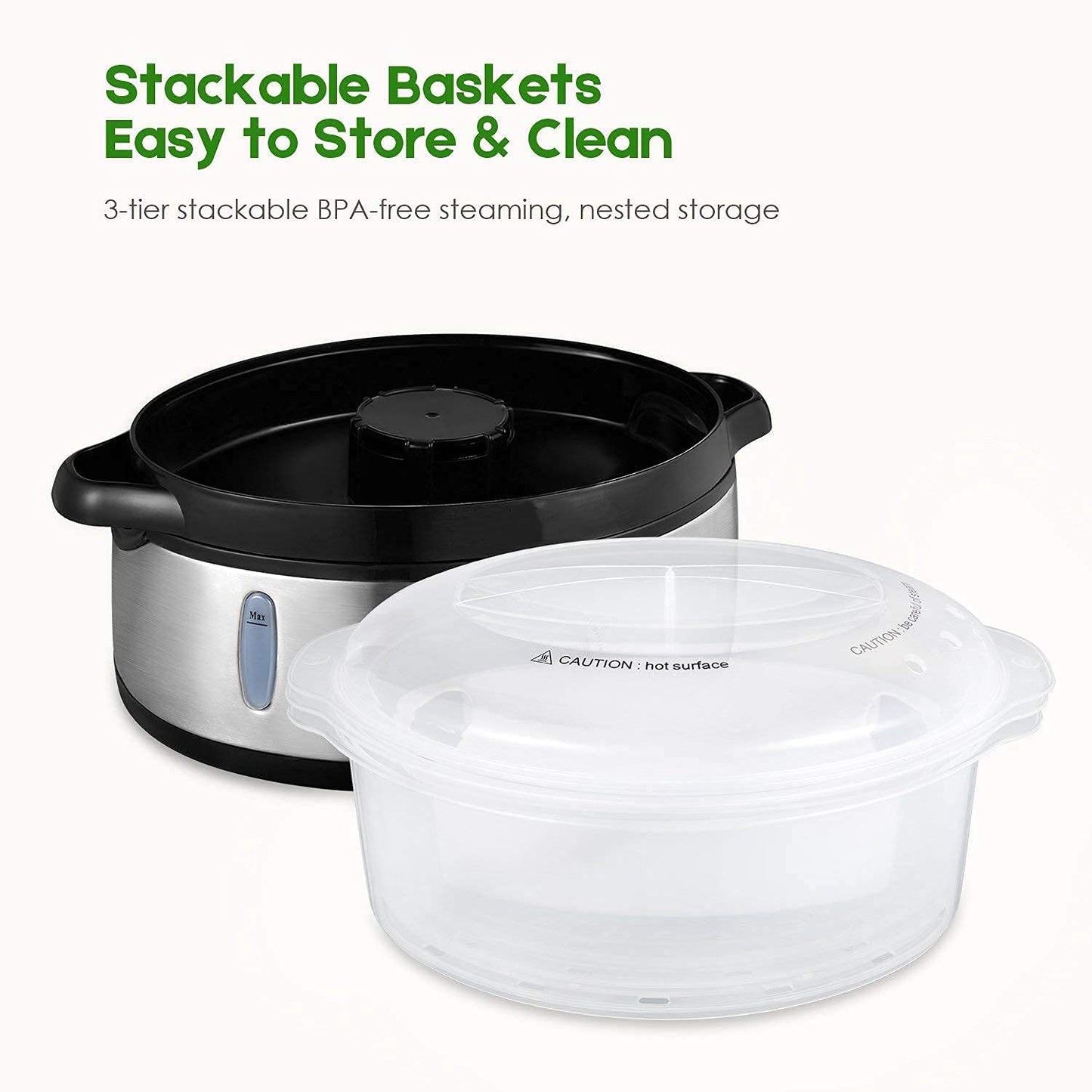 AICOK Electric Food Vegetable Steamer With 3-tier Stackable BPA-free Rice Bowl Makes Cooking Safe Elite Gourmet