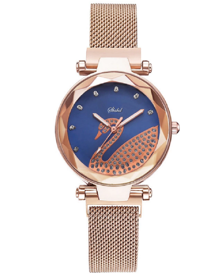 Swan Crystal Watch Adjustable Stainless Steel Bracelet Rose Gold, Gold, Red, Blue & Black