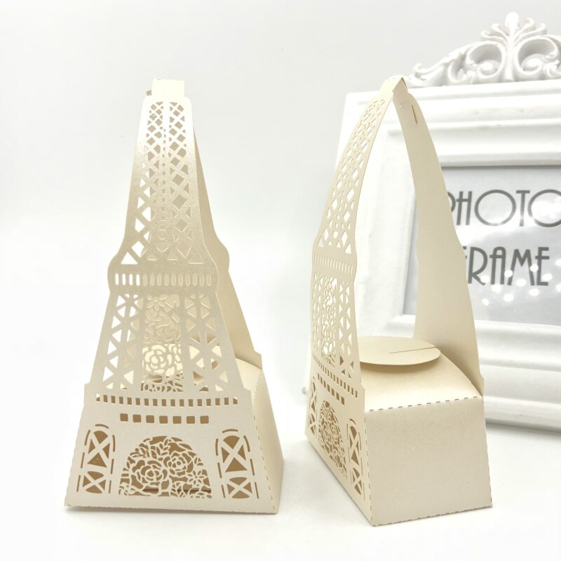 M - 20pc Eiffle Tower Party Favor Boxes Laser Cut Box Graduation Birthday Wedding Bridal Gift Favour