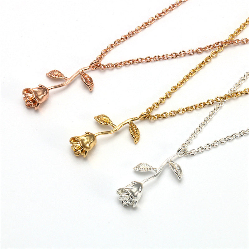 G - Eternal Rose Gift Set Real Preserved Flower with Gold, Rose Gold or Silver Plated Necklace Gifts