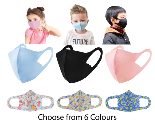 NEW Kids Ice Silk Cloth Face mask Washable Breathable fits Children 3-14 yrs