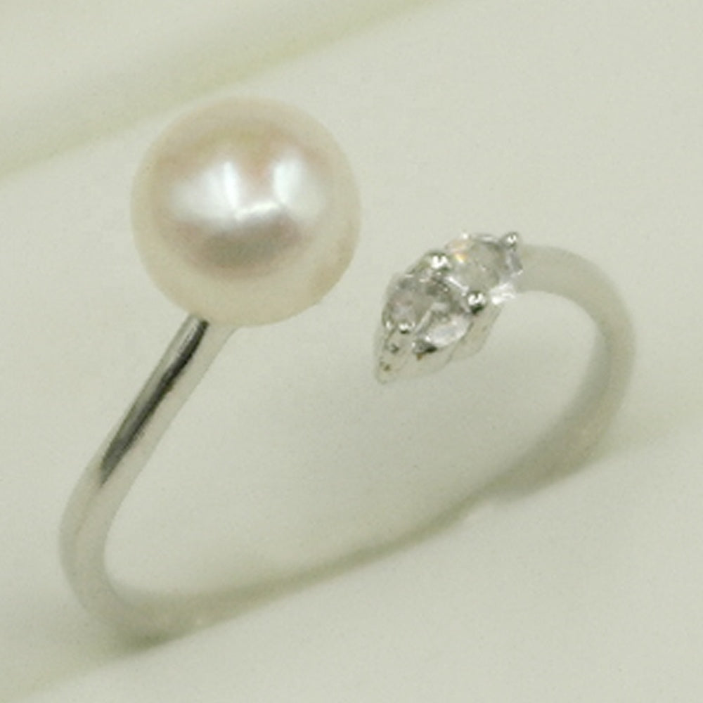 PL - Real Pearl Rings Button Open White, Pink, or Purple Celeste 925 Fresh Water Pearls Collection Sterling Silver gift box