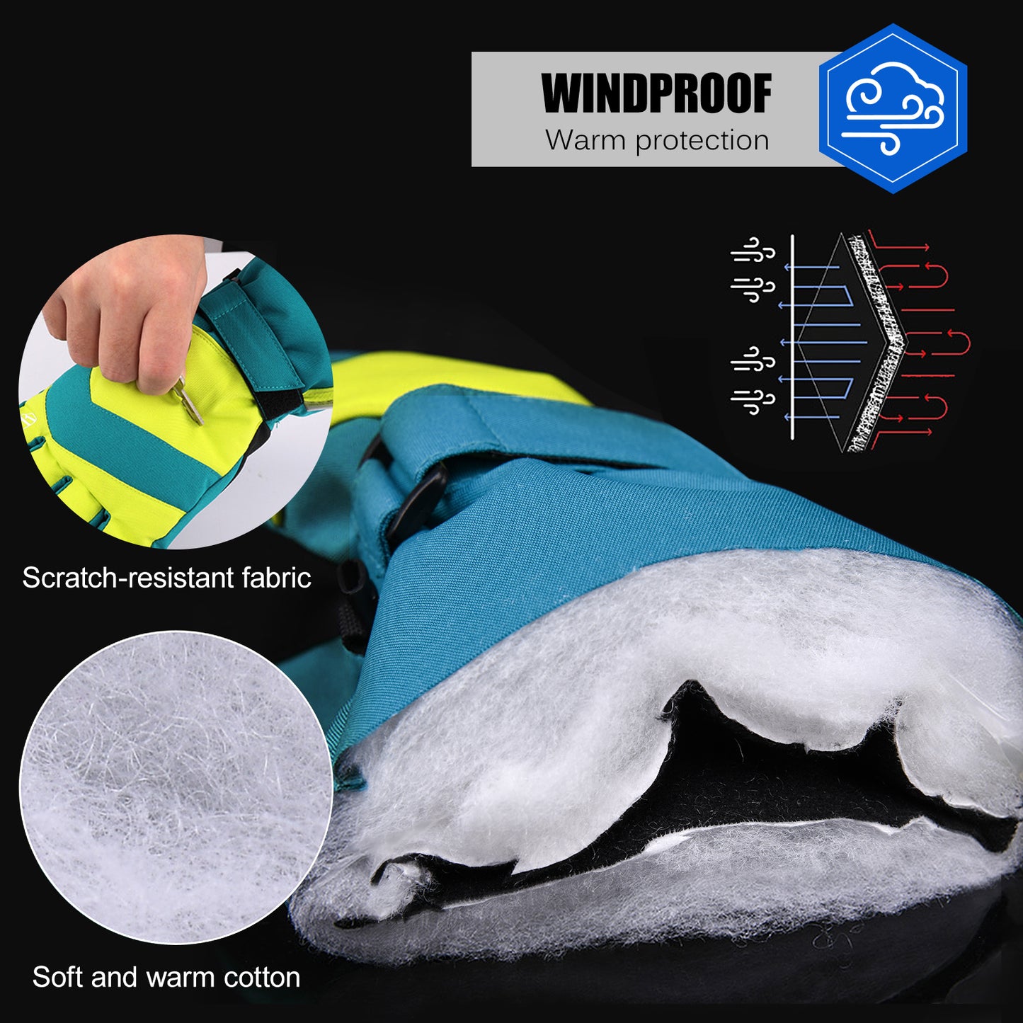 WHEEL UP Winter Gloves Waterproof Windproof Gloves Warm Snowboard Gloves Ski Gloves Bicycle Gloves for Adult