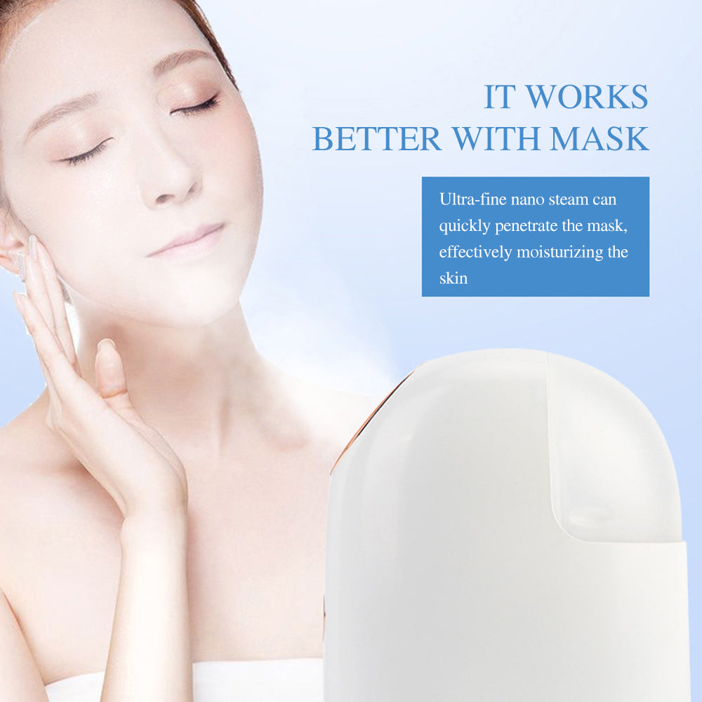 A - Nano Ionic Facial Steamer 150ml Large Water Tank Deep Cleaning Home SPA Skin Care Sprayer Humidifier Moisturizer Beauty Device