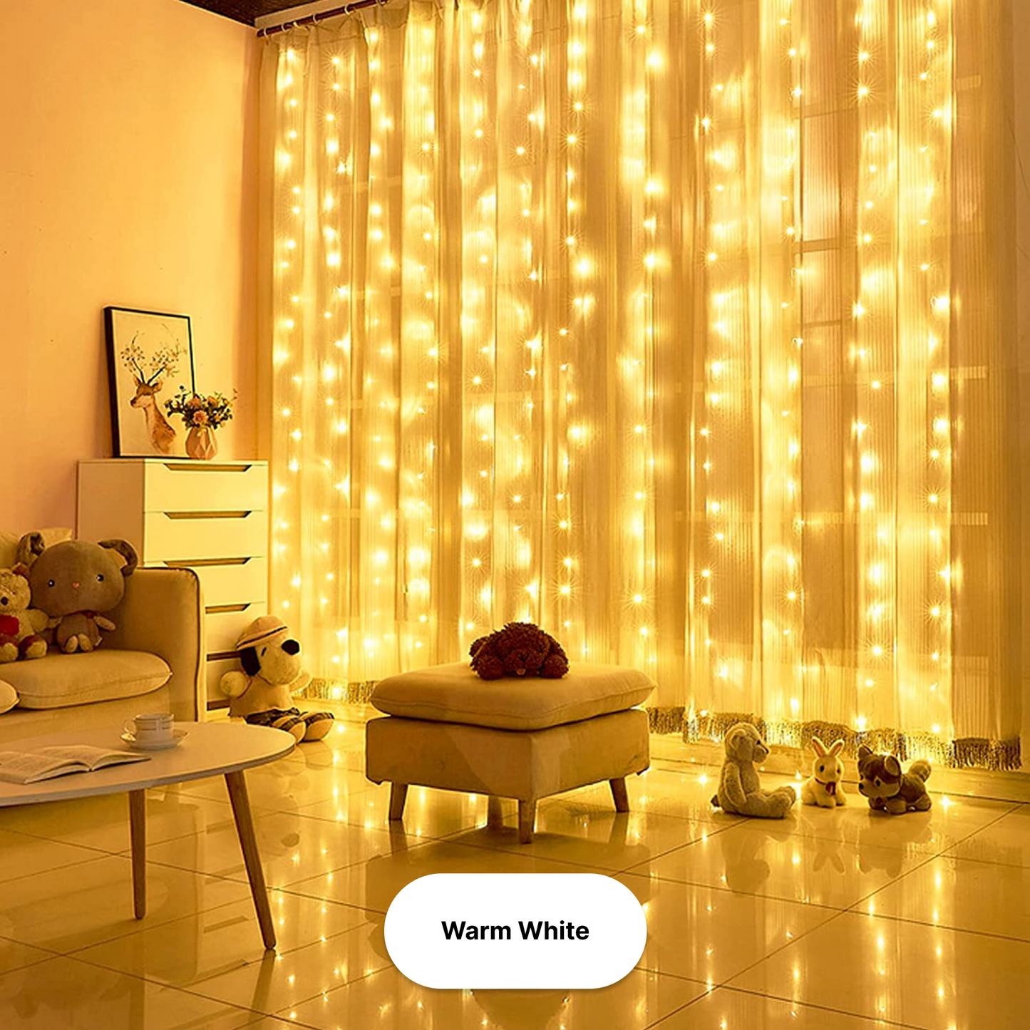 J - Window Curtain String 300 LED Light 3x3M for Outdoor Home Decoration with Remote Controller