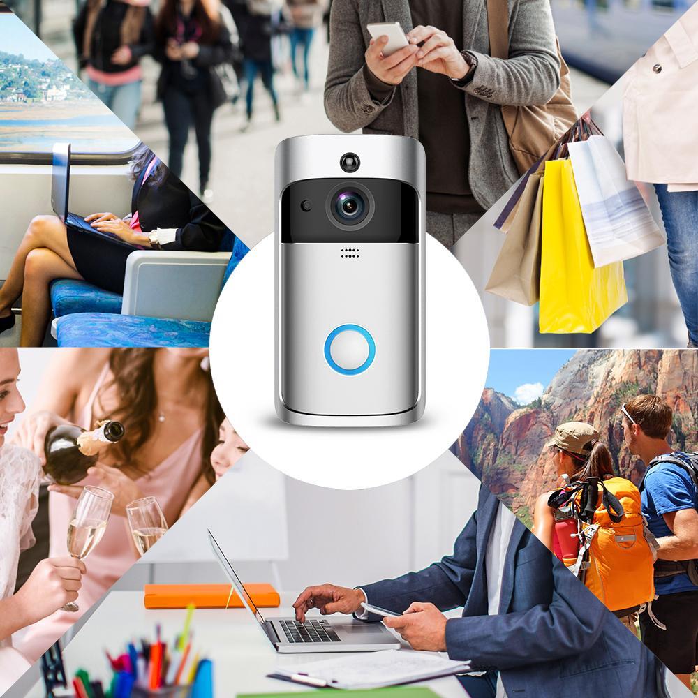 P - WoWCam Phone App 720P WiFi Video Wireless Smart Doorbell With Chime And Rechargeable Batteries For Phone Home Security