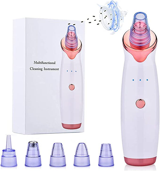 Multifunctional Cleaning Instrument Blackhead Remover Pore Vacuum 3 Suction Level 5 Sucker Heads USB Rechargeable