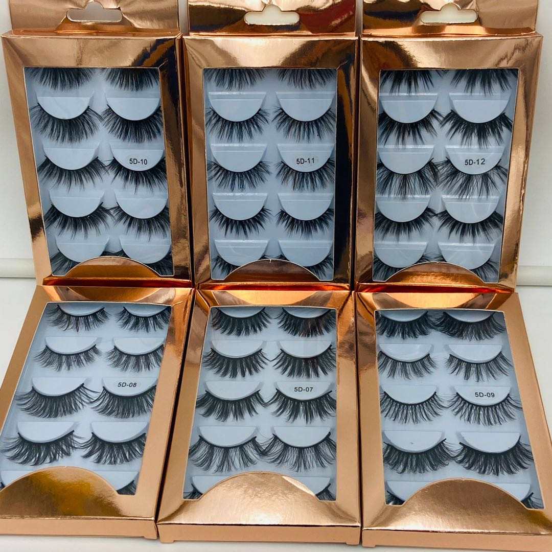 A - 5 Pairs 3D Mink Natural Look Eyelashes 25mm Faux Eyelashes high quality