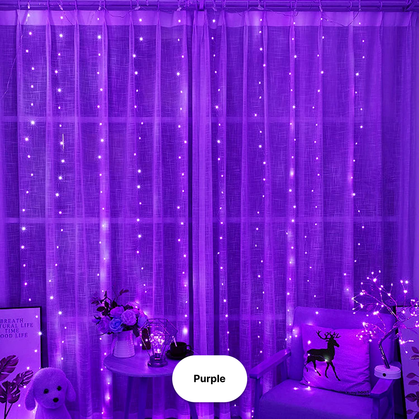 J - Window Curtain String 300 LED Light 3x3M for Outdoor Home Decoration with Remote Controller