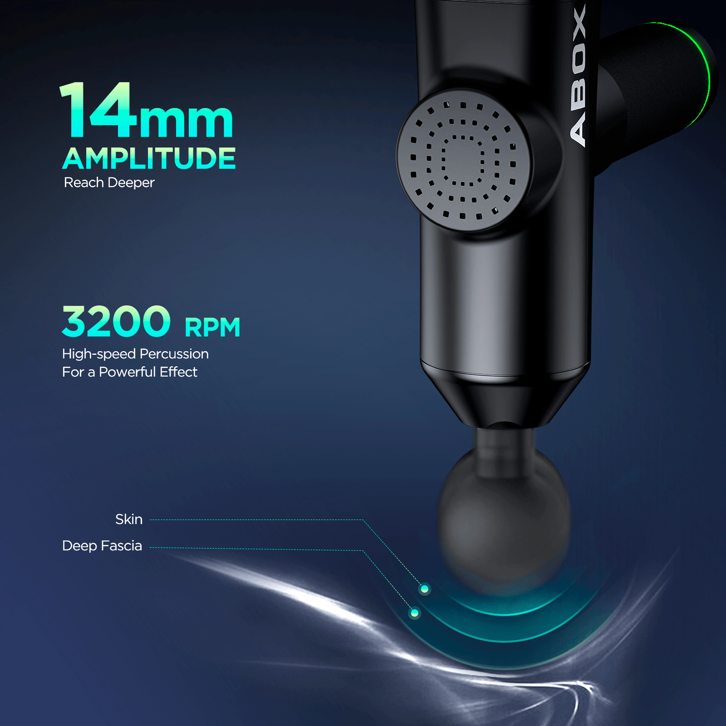 ABOX High Power Touch Screen Massage Gun Hero 1 With 6 Heads 30 Vibration Speed 10 Hours Battery Skin friendly ABS material