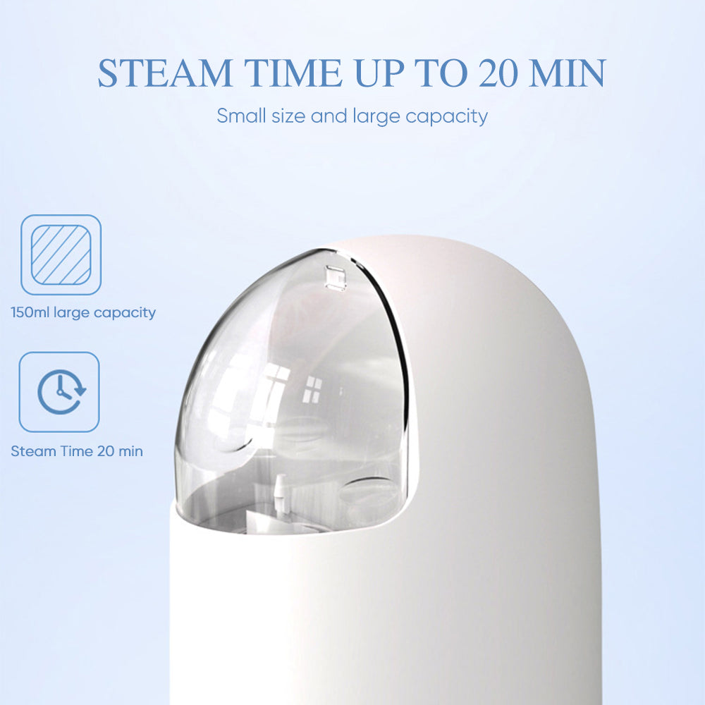 A - Nano Ionic Facial Steamer 150ml Large Water Tank Deep Cleaning Home SPA Skin Care Sprayer Humidifier Moisturizer Beauty Device