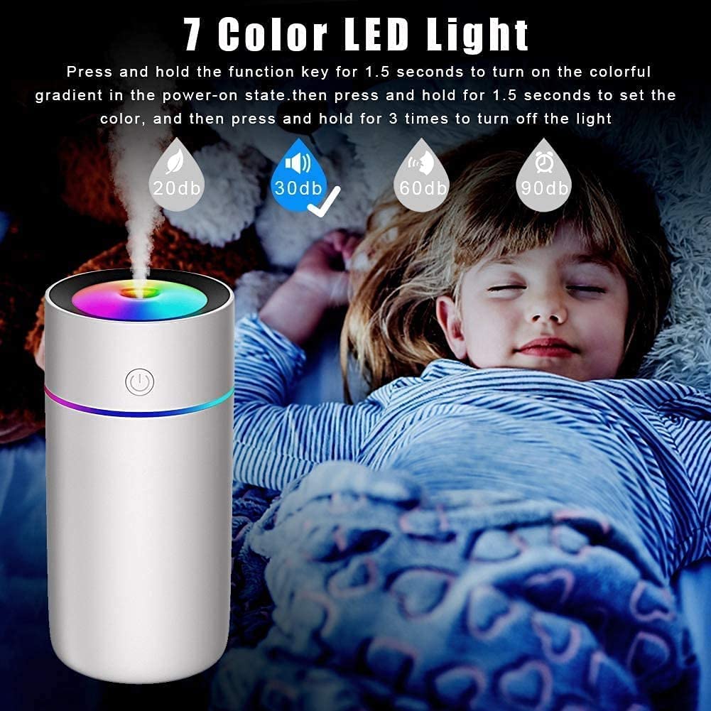 L - 320ml Portable USB Charge 5V Mini Intelligent Port Colorful Car Humidifier