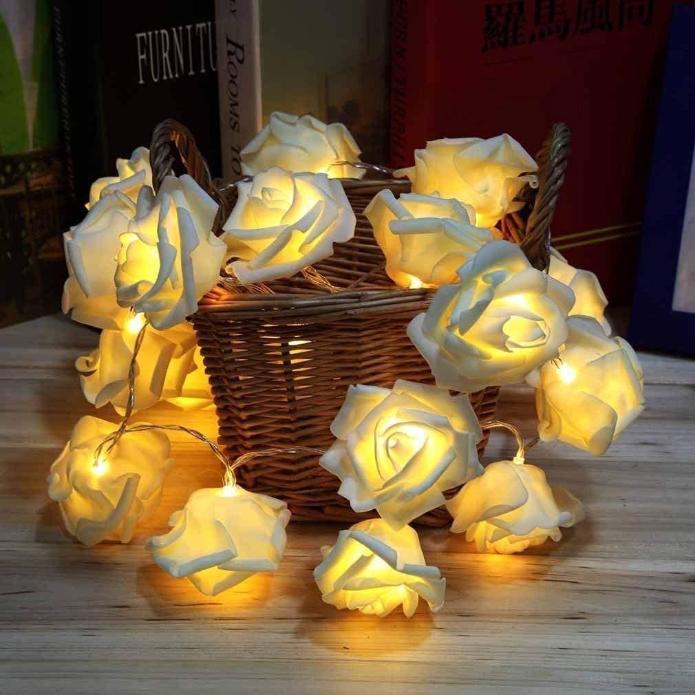 Rose Battery 40LED String Light Flower Fairy Decorative Light Warm White