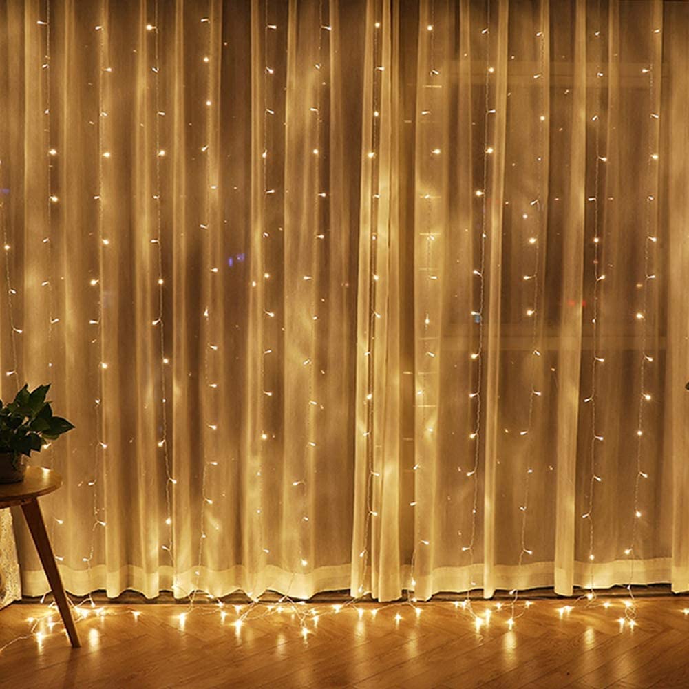 J - Window Curtain String 300 LED 9.84ft x 9.84ft Light for Outdoor Home Decoration