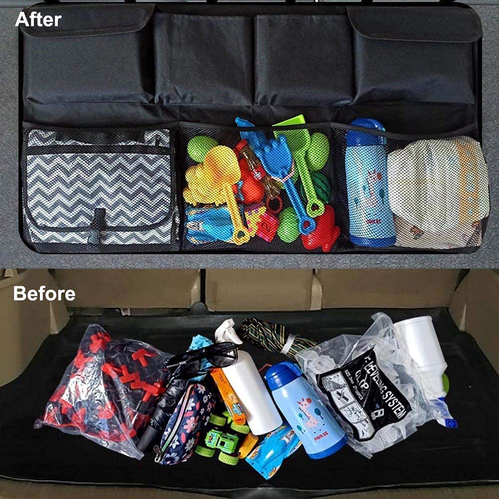 L - Car Back Seat Organizer 89 x 46cm with 8 Large Storage Bag