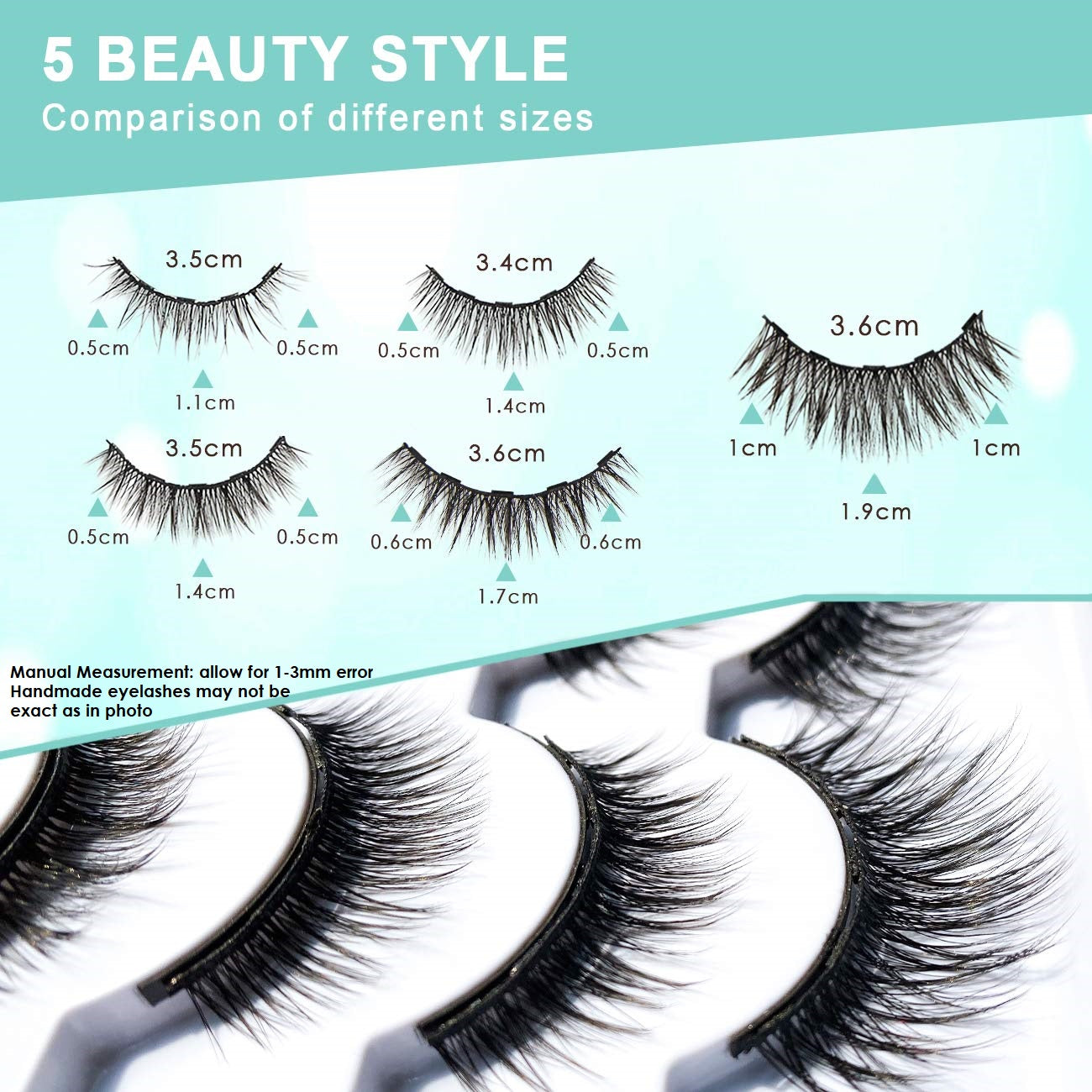A - 5 Pairs Mixed Styles M°5 3D Magnetic Eyelashes with Eyeliner Natural False Lashes Eyeliner Kit