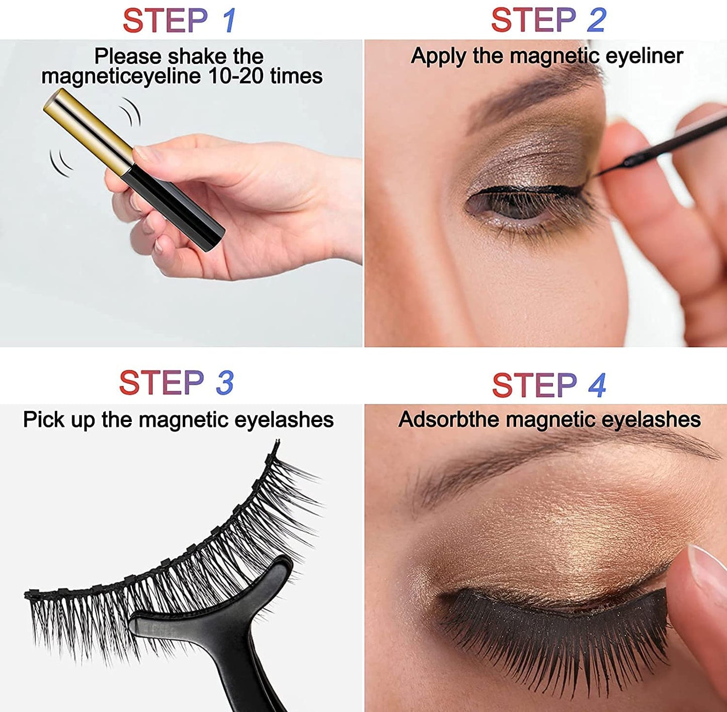 A - 7 Pairs Life Diaries Mixed Styles 3D Magnetic Eyelashes with Eyeliner High Quality Synethic Natural False Lashes Eyeliner Kit