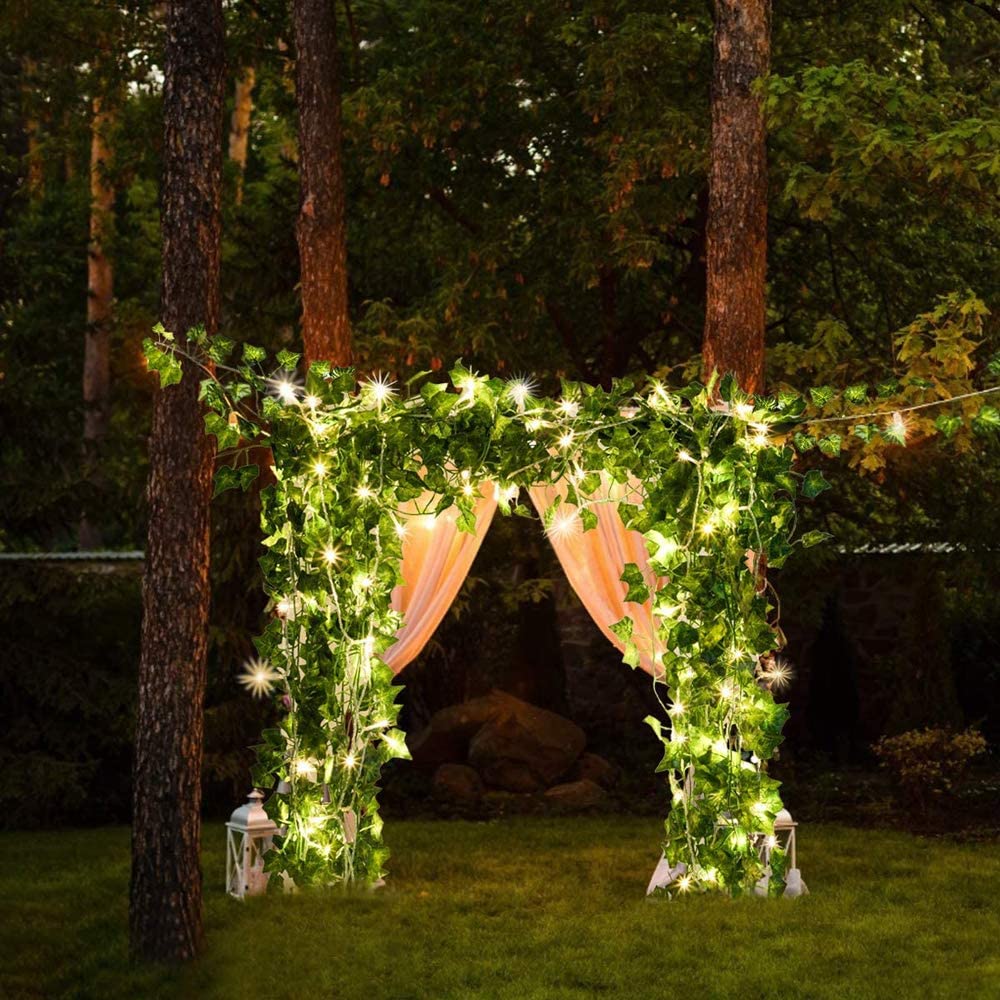 Vine Battery 20LED Indoor Outdoor Garland 2M String Light Leave Fairy Decorative Light Warm White