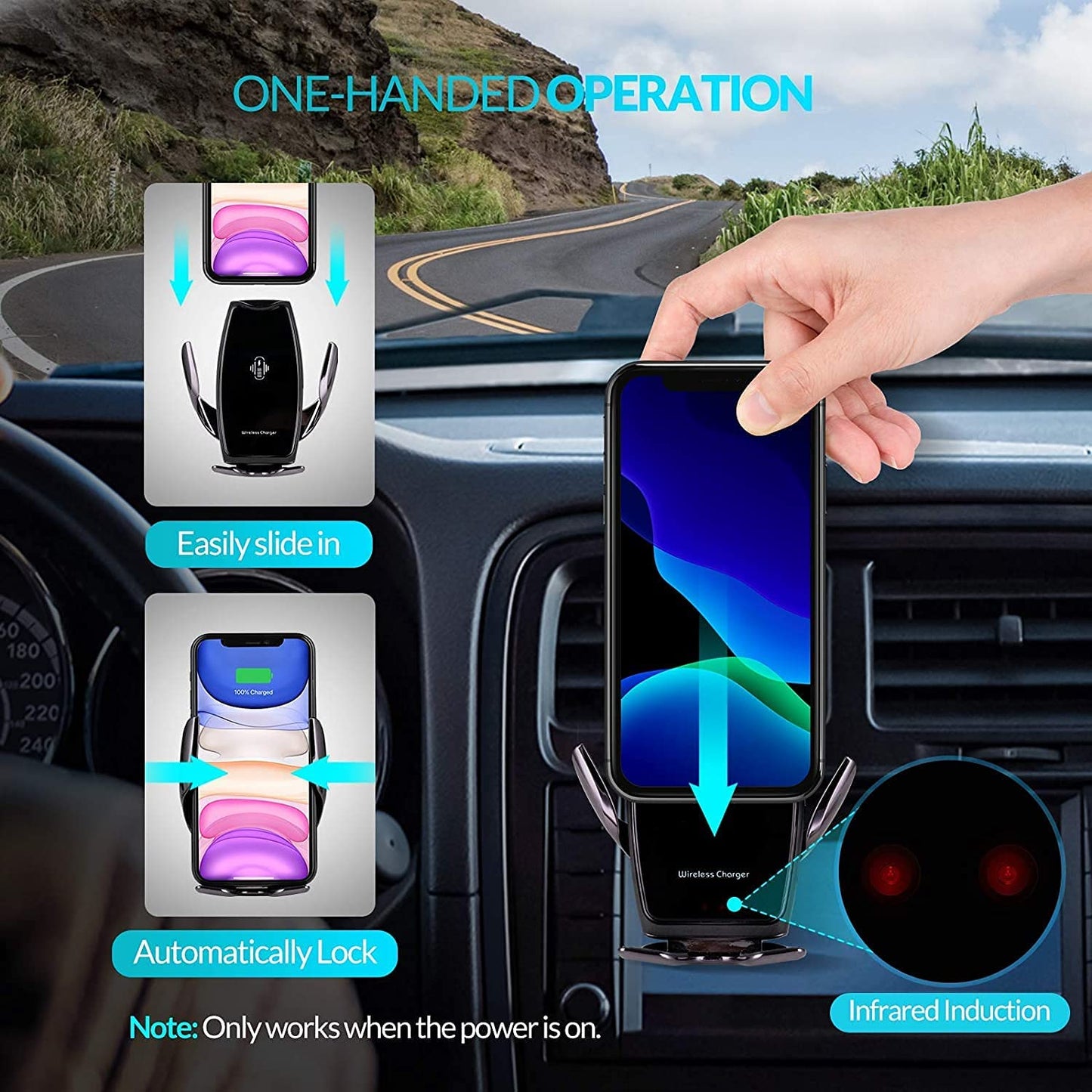 K - A8E Smart Sensor Car Wireless Charger