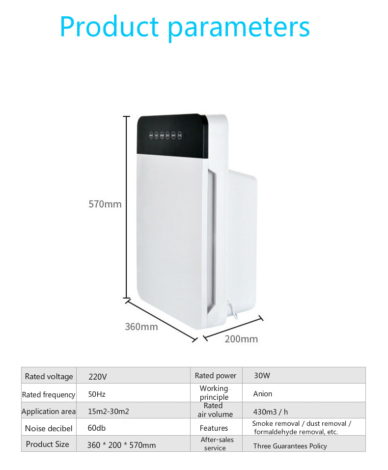 Air Purifier for Home Office 35 to 50 Square metres Ion Technology HEPA Filter Air Cleaner Remote Control Portable With Timer For Dust and Allergies