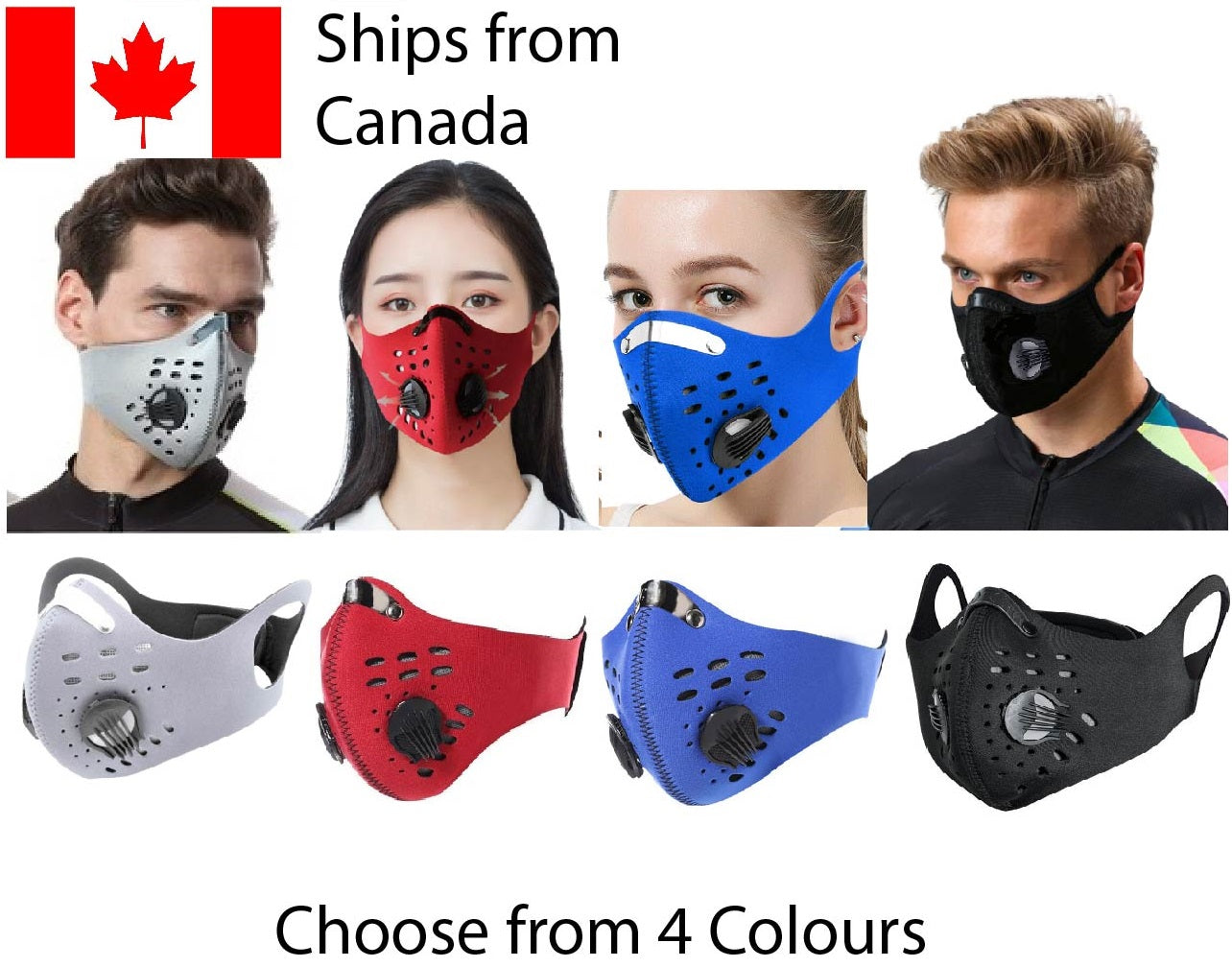 Choose from 4 Colors Face mask with filter Earloops Adult Unisex face covering