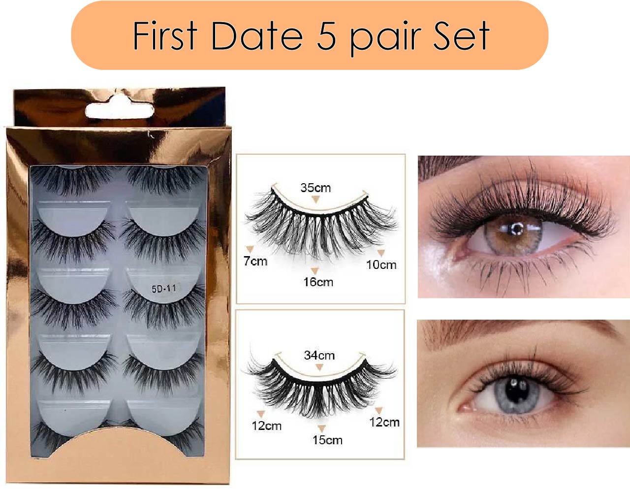 A - 5 Pairs 3D Mink Natural Look Eyelashes 25mm Faux Eyelashes high quality