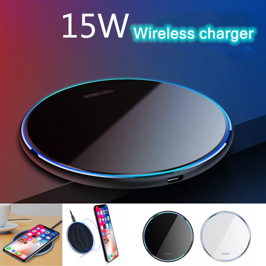 K - 15W Wireless Charger Pad LED Light Fast Charger