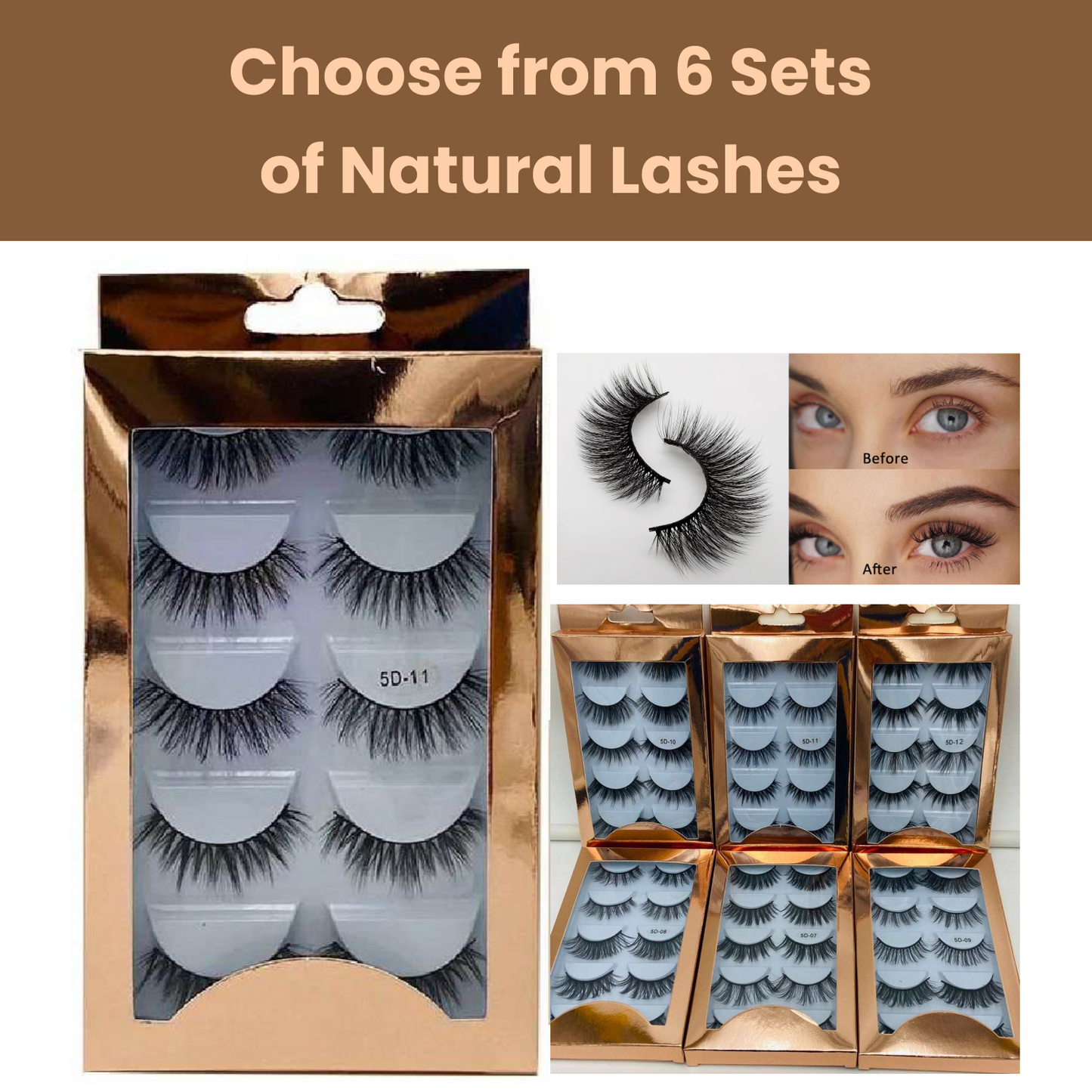 A - 5 Pairs 3D Mink Natural Look Eyelashes 25mm Faux Eyelashes high quality