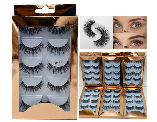 A - 5 Pairs 3D Mink Natural Look Eyelashes 25mm Faux Eyelashes high quality