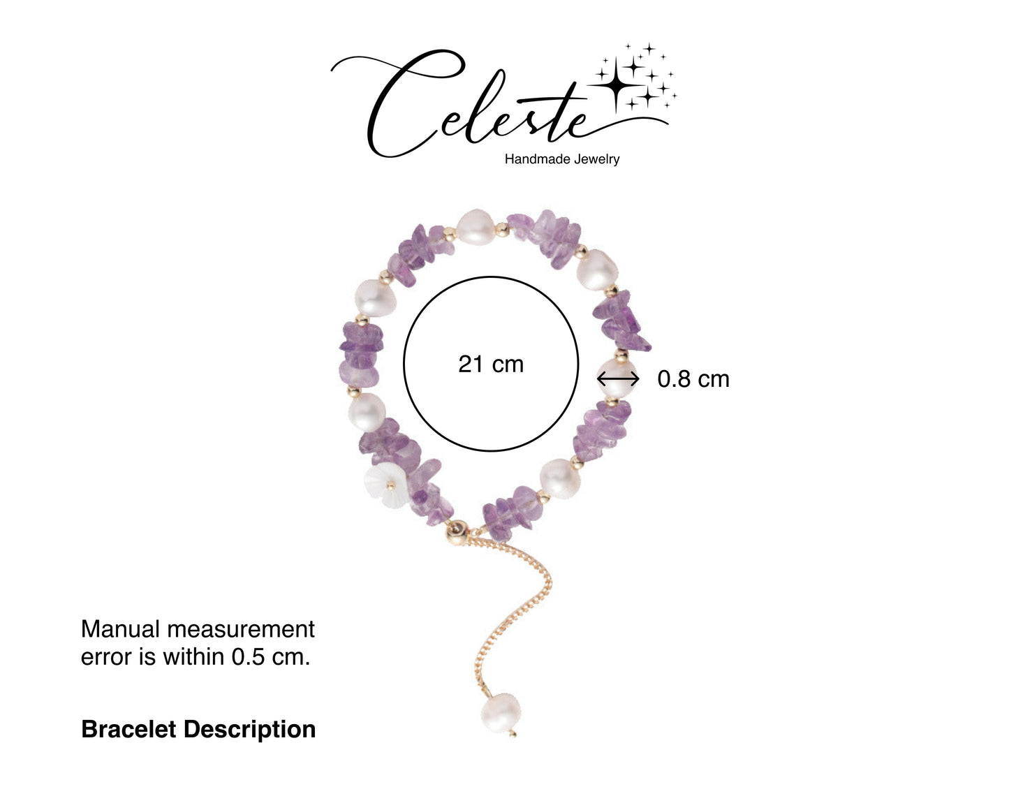 L - Fashion Trendy Irregular Crystal Bead Purple Bracelet