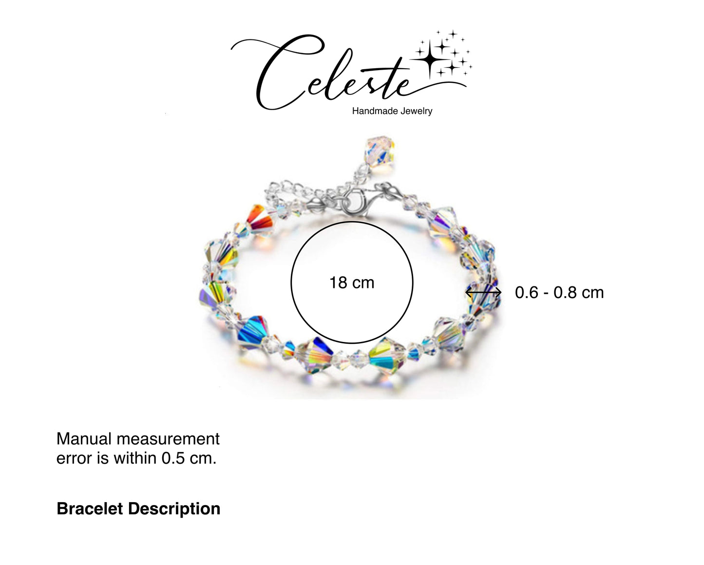 U - Lobster Clasp Sparkling Bracelets Colourful Aurora Geometric Crystal Bracelet For Girls Gifts