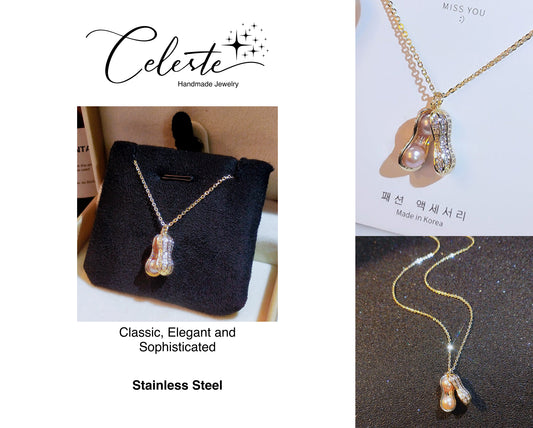 O - Pearl Peanut Pendant Necklace Women Pendant