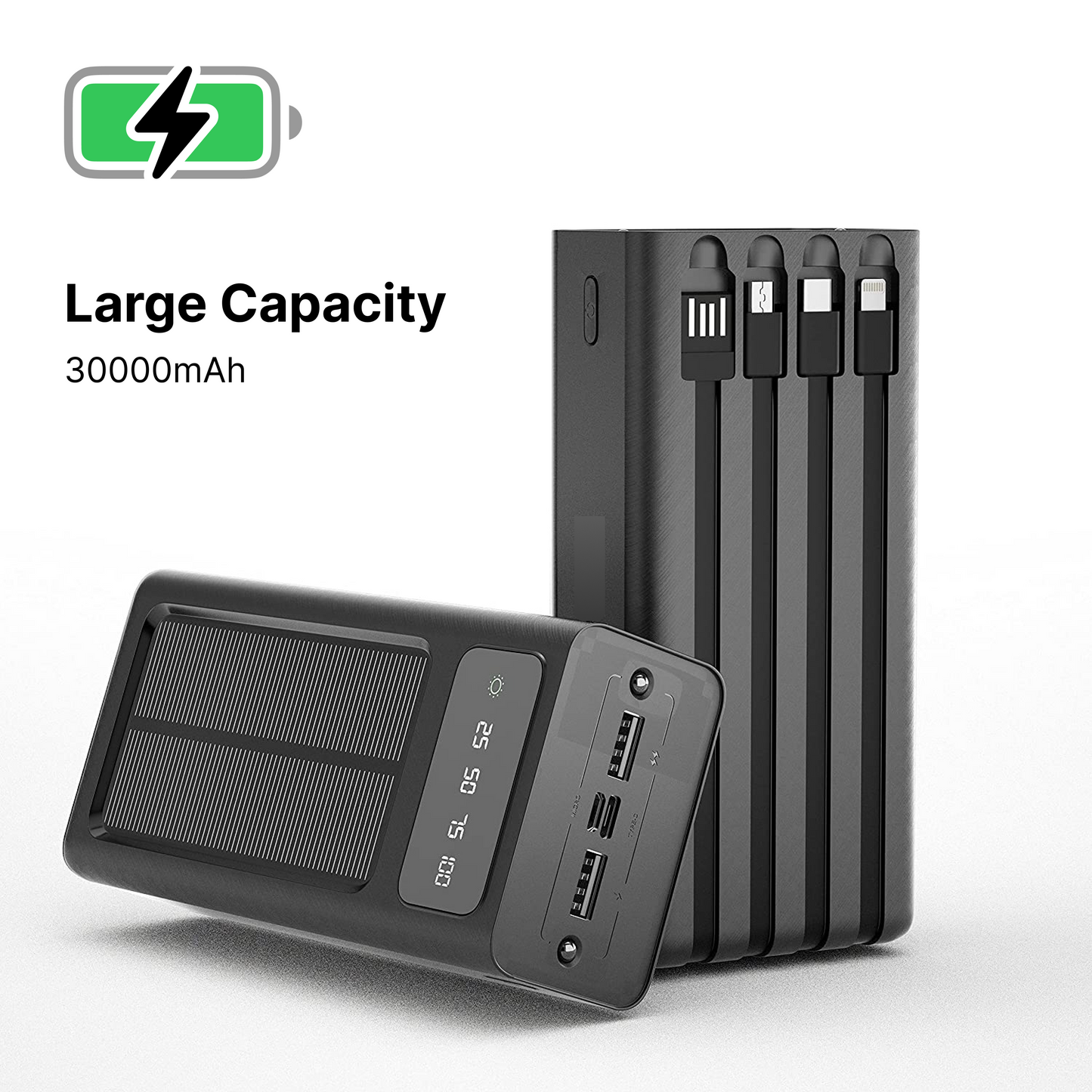 K - 30000mah 2 USB Ports Solar Mobile Charger Power Bank External Battery Pack