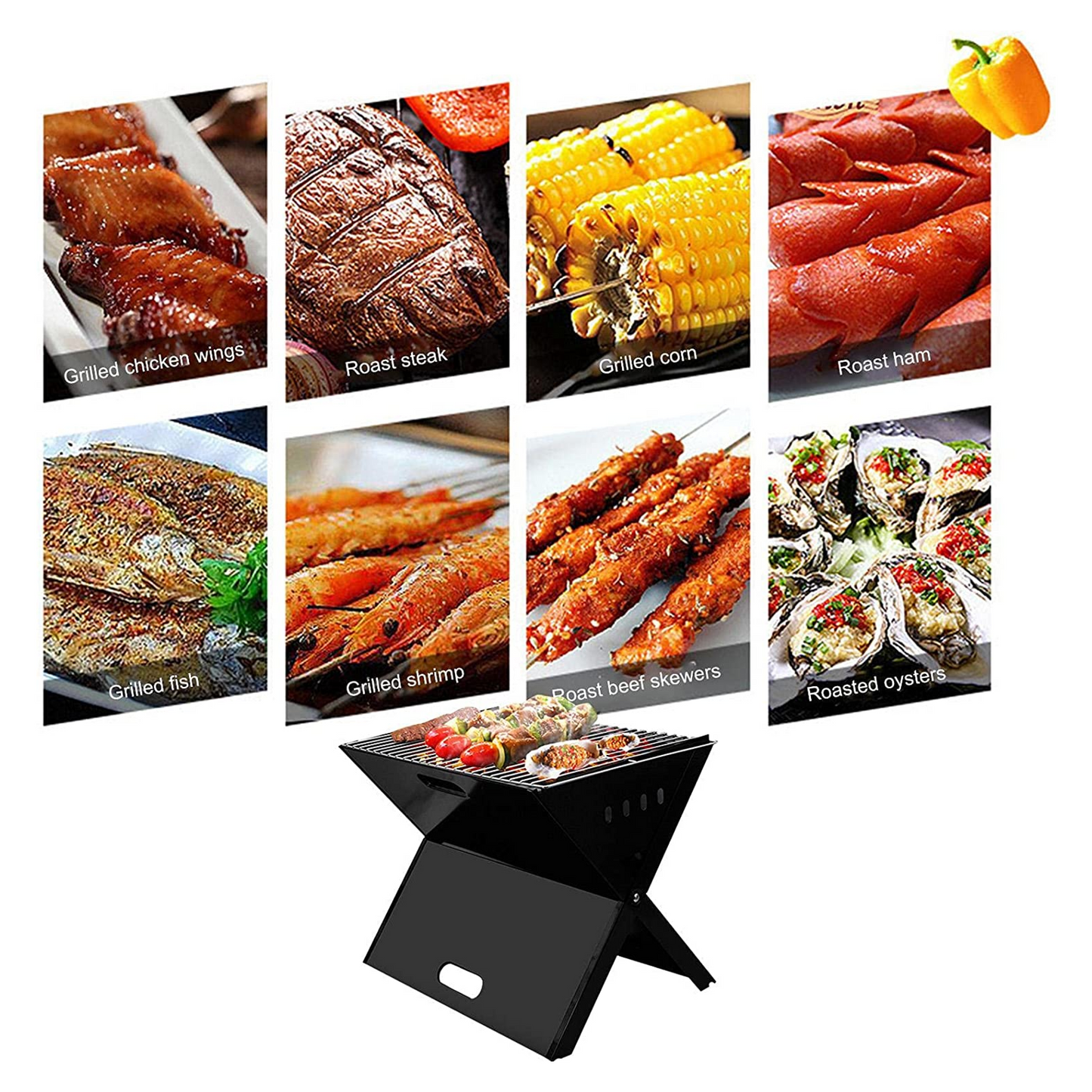 Foldable Barbecue Grill BBQ Portable Outdoor X-Type Picnic Stove for Outdoor Campers Barbecue Lovers Travel Park Beach Wild