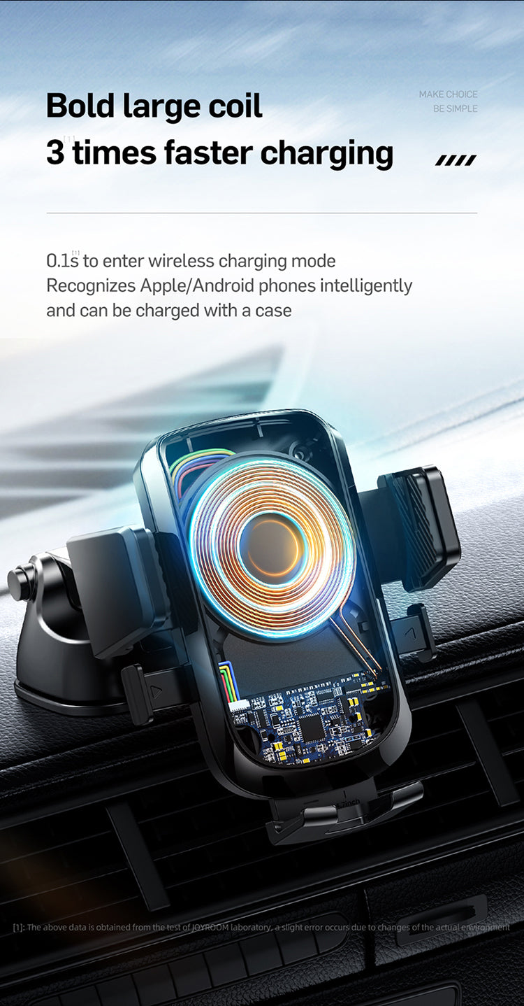 K - Joyroom Wireless Phone Charger Dashboard Car Cellphone Holder Dash Mount Windshield