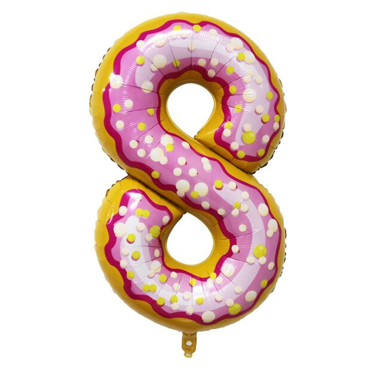 G - 40 Inch Large Donut Cartoon Floating Digital Aluminum Film Balloon Baby Birthday Layout Birthday Party Decorations