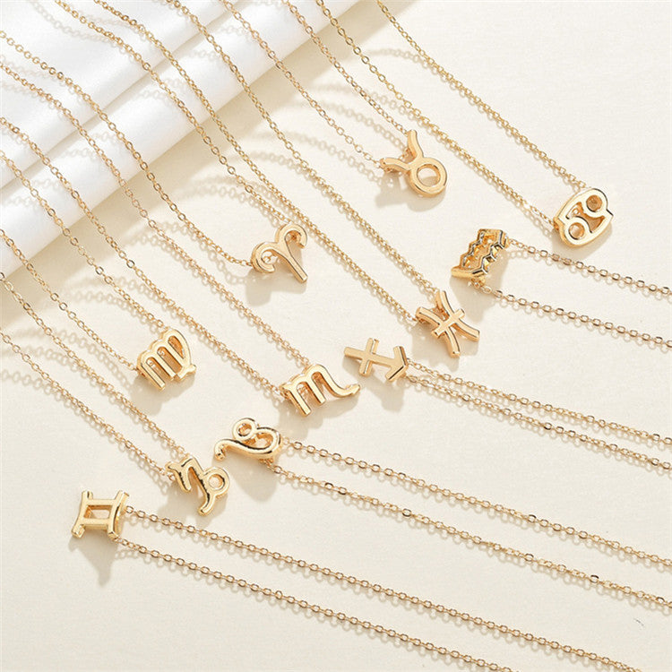 18K Gold Plated Zodiac Pendant Necklace Pendant Dainty Birthday Bridal Friendship Gift