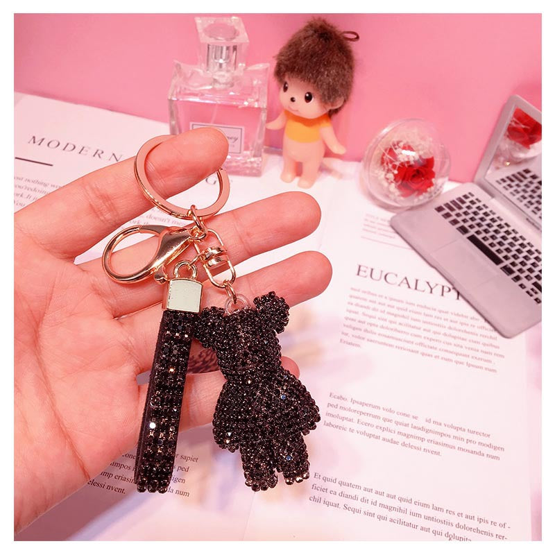 Bear Keychain Crystal Car Keychain for Lady Promotional Gift Custom